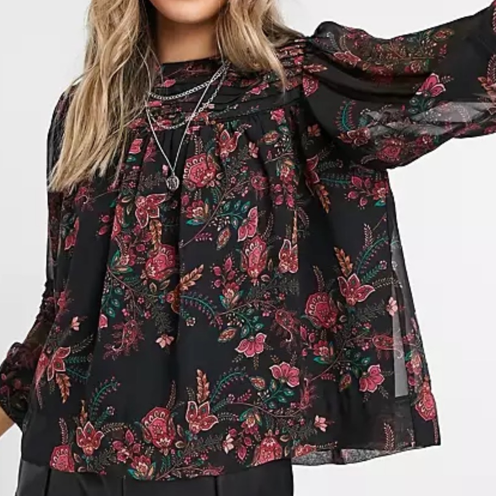 Topshop Paisley Pintuck Blouse